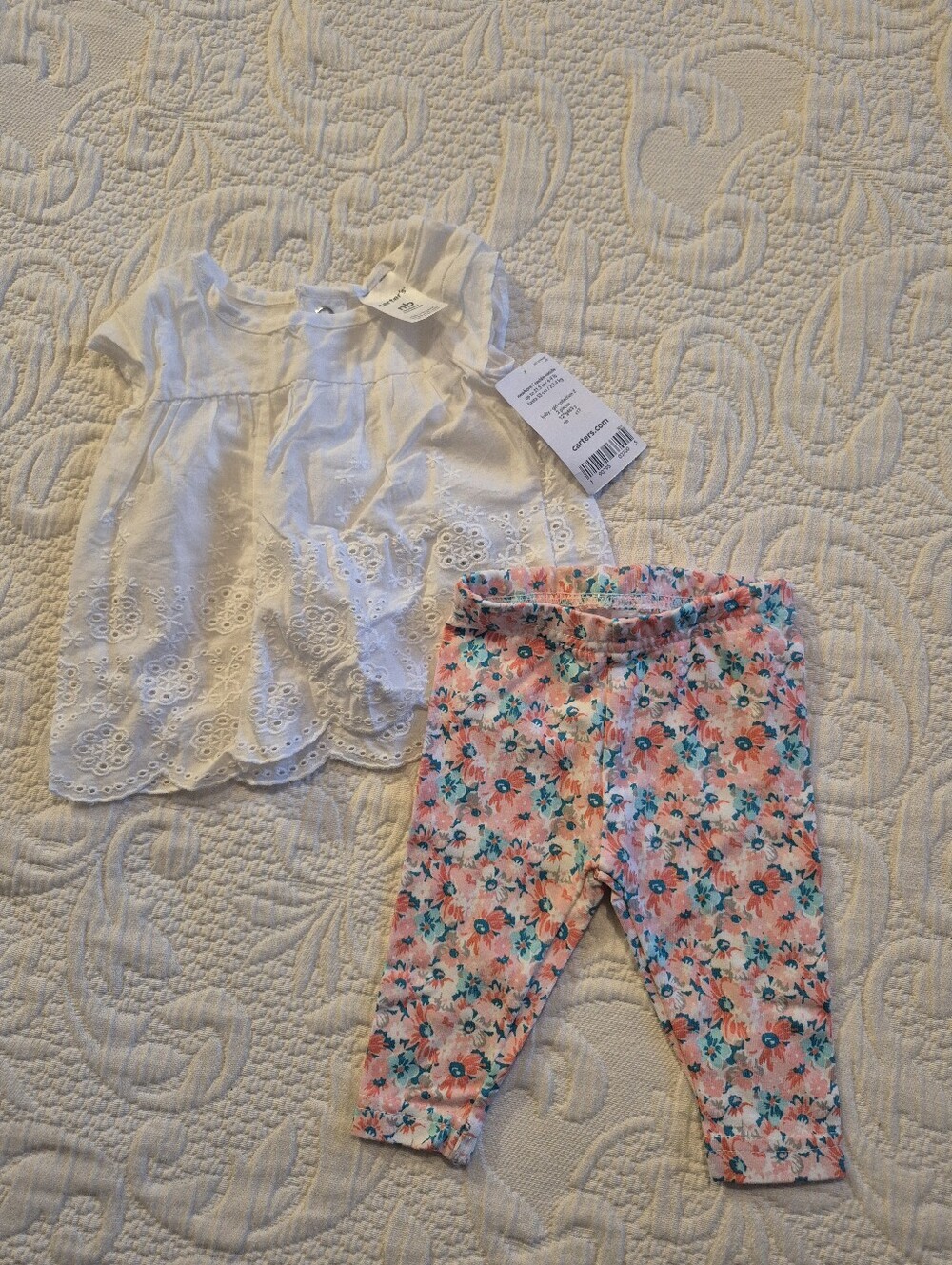 Child of Mine NB 2 piece girl outfit NWT white top floral bottom